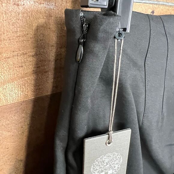 Vince Camuto Trouser Pants Satiny Black Side Zipper Ankle Slits Stretch Women 8 - Picture 8 of 13